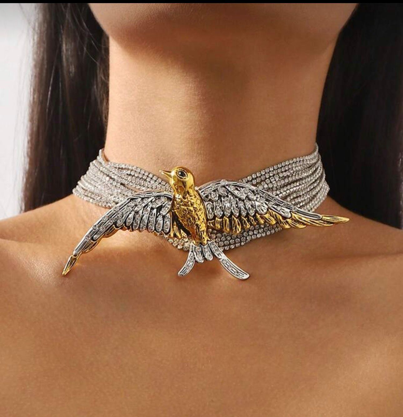 Golden Wings Crystal Choker Necklace
