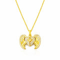 Crystal Angel Wing Heart Necklace – Stainless Steel