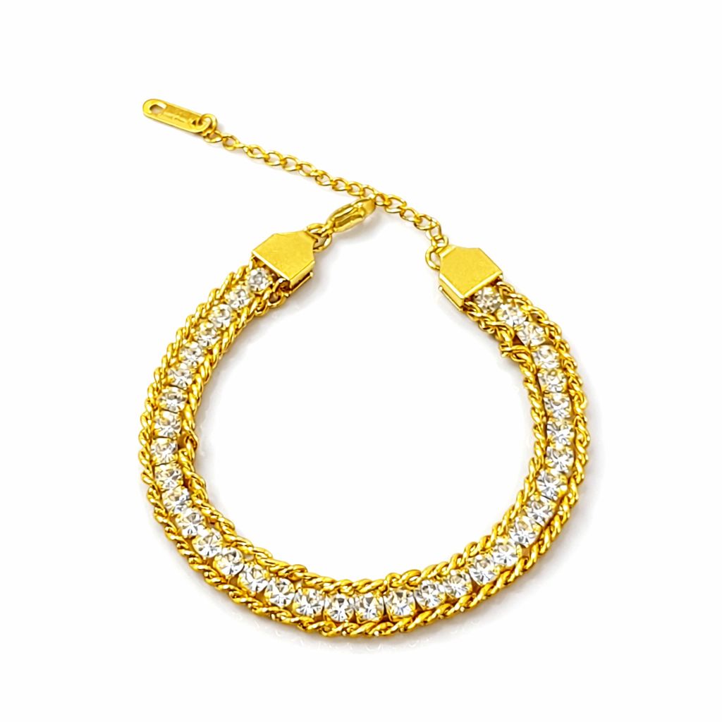 Luxury Crystal Tennis Chain Bracelet – Stainless Steel