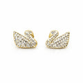 Crystal Swan "White" Stud Earrings – Gold-Tone Stainless Steel