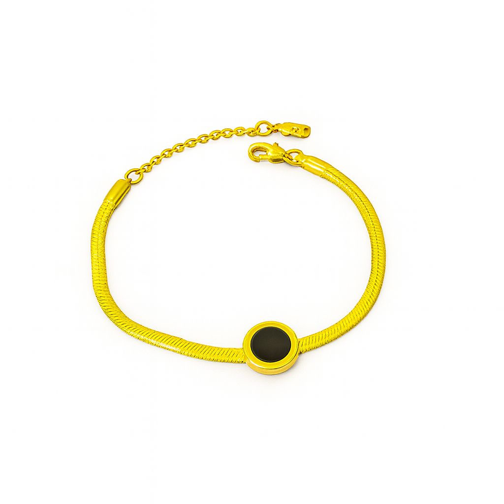 Minimal Gold Bracelet with "Black" Enamel Center – Timeless Luxury