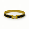 Minimalist "H" Letter Bangle –  "Black" Tarnish-Free