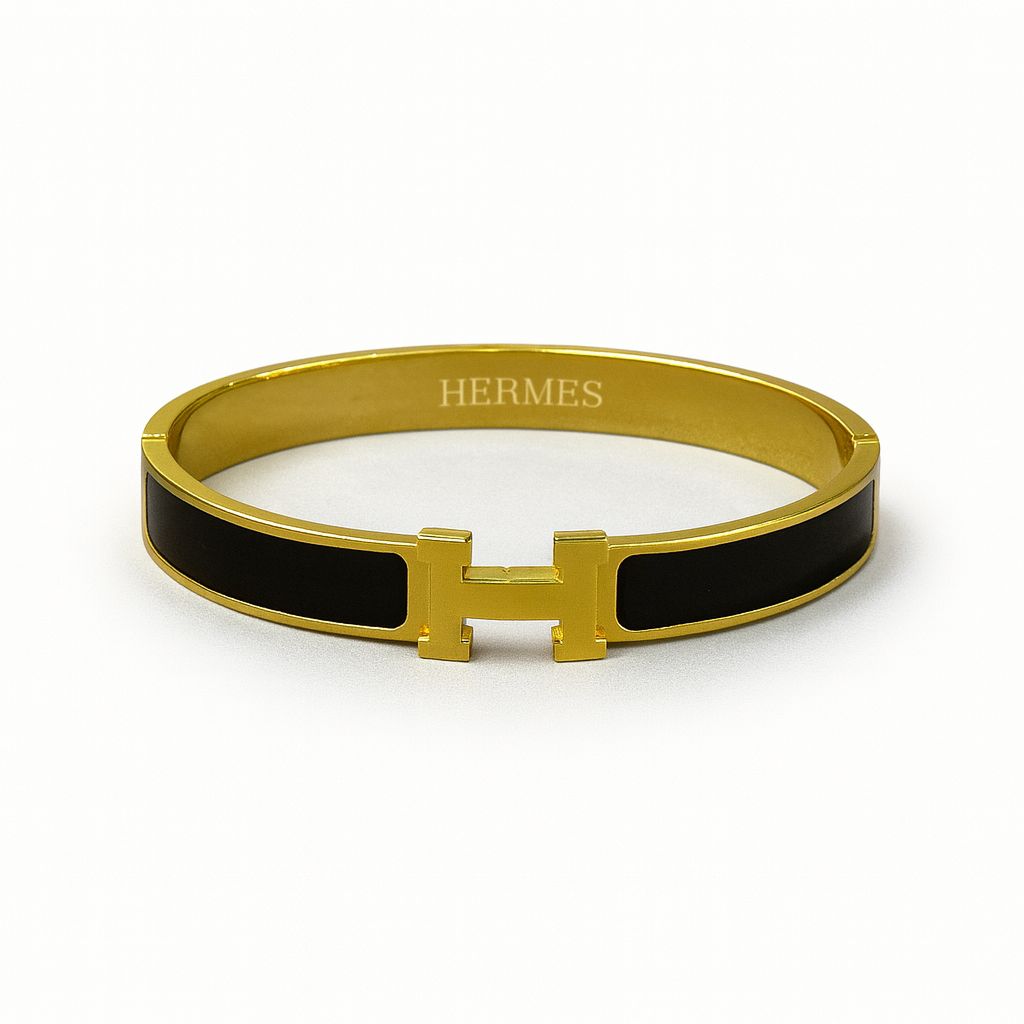 Minimalist "H" Letter Bangle –  "Black" Tarnish-Free