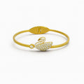 The "Grace" Swan Motif Cuff –  "White" Stainless Steel