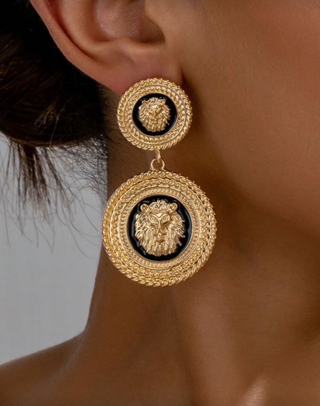 Imperial Lion Coin Drop Earrings