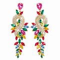 Multicolor Crystal Waterfall Drop Earrings – Luxury Statement Party Jewelry