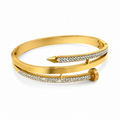 Gold Crystal Bangle Bracelet – Minimalist Luxury Statement Cuff